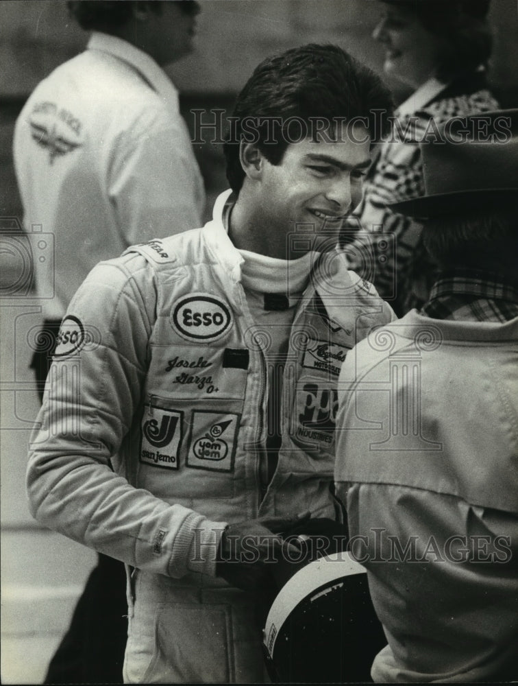 1981 Press Photo Racer Josele Garza shows smile that attracts female fans- Historic Images