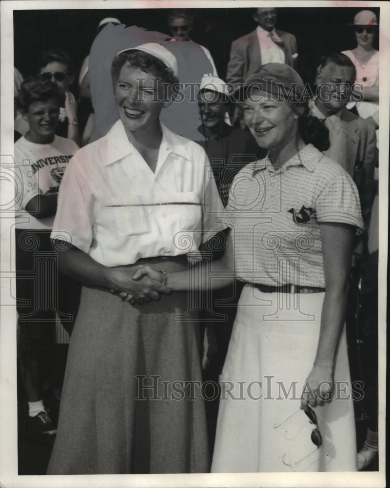 1953 Mrs. John Clauder &amp; Joan Coffeen at Blue Mound Country Club - Historic Images