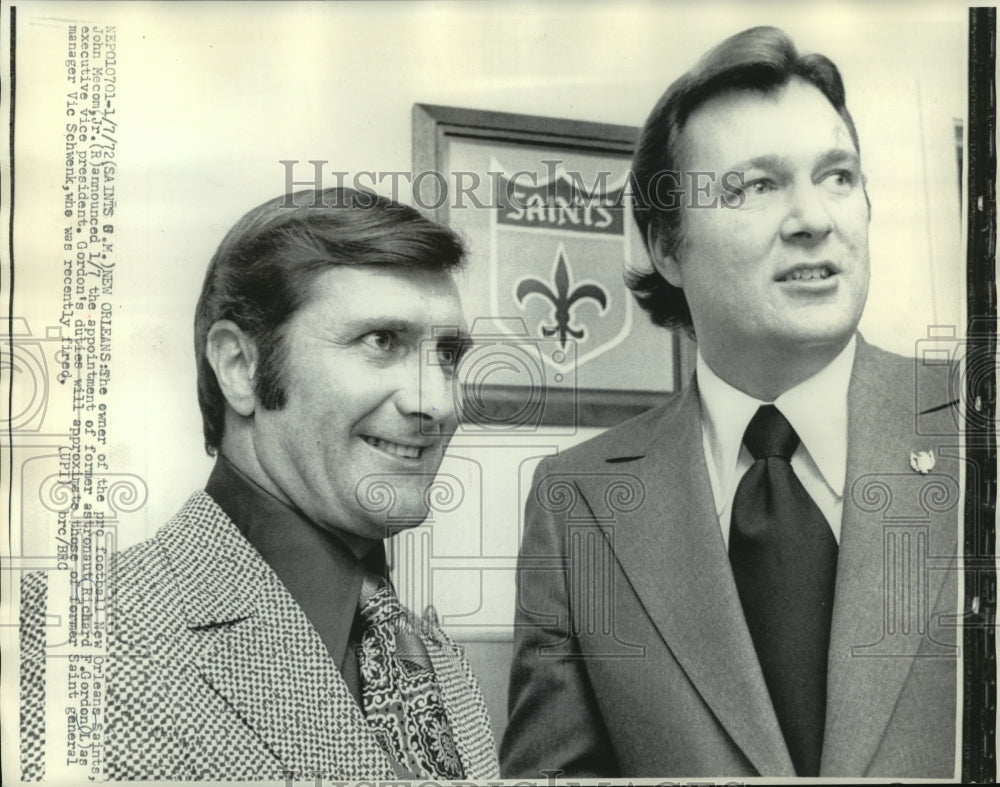 1972 Press Photo New Orleans Saints, Owner John Macom and Manager Richard Gordon- Historic Images