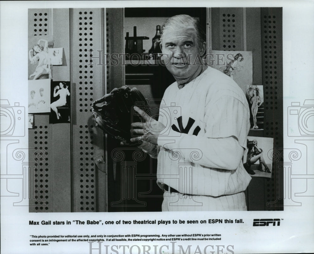 1985 Press Photo Max Gail plays Babe Ruth in &quot;The Babe.&quot; - mjt09721 - Historic Images