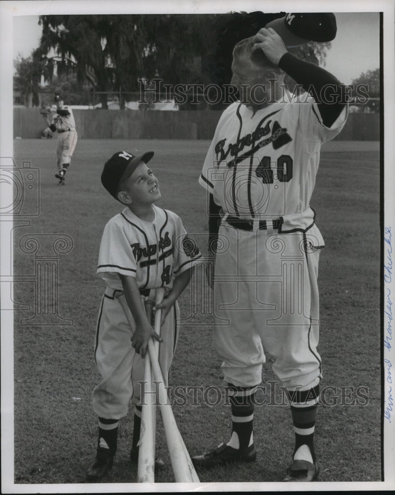 1956 Chuckie Steinbeck and Charlie Grimm at Bradenton, Florida - Historic Images