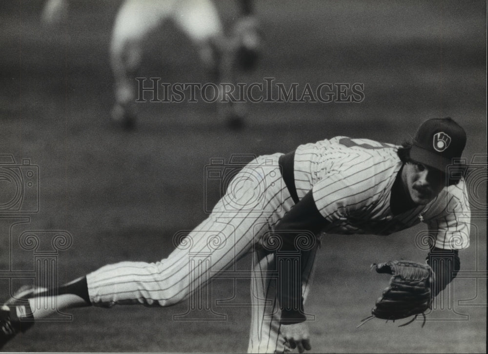 1982 Press Photo Milwaukee Brewers&#39; Baseball Pitcher Moose Haas In Playoffs - Historic Images