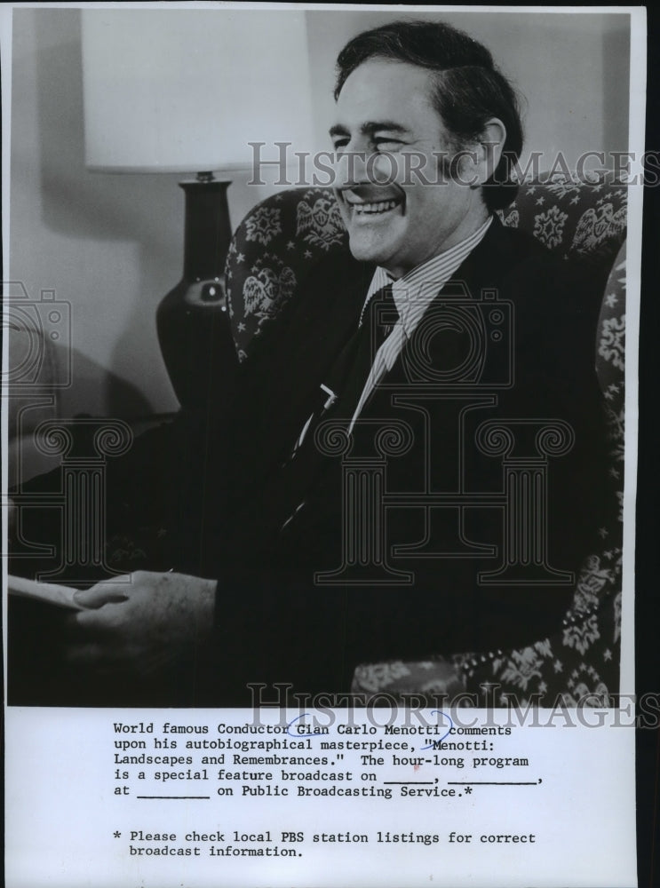 1976 Press Photo Conductor Gian Carlo Menotti during interview. - mjt11211- Historic Images