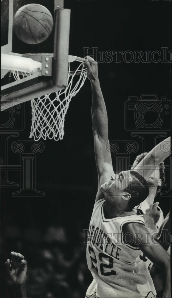 1983 Press Photo Marquette basketball player, Dwayne &quot;DJ&quot; Johnson - mjt12125- Historic Images