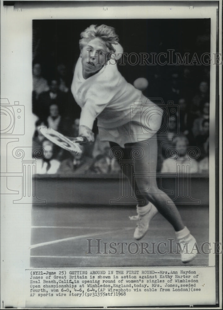 1968 English Tennis player Ann Hayden Jones at Wimbledon Open - Historic Images