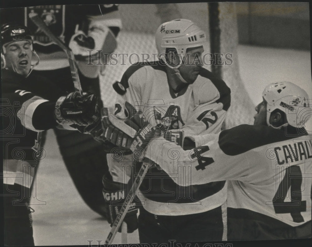 1994 Hockey Puck Appears About To Hit Admirals&#39; Sylvain Couturier - Historic Images