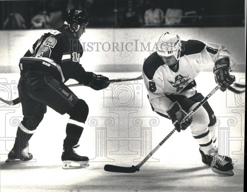 1991 Hockey Players Him Nesich of Kalamazoo, Admiral Neil Eisenhut - Historic Images