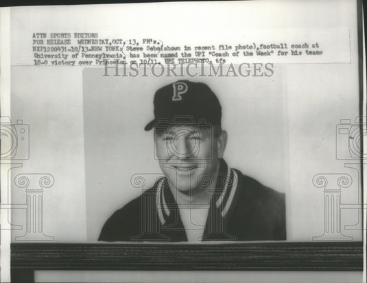 1959 Steve Sebo, head football coach at University of Pennsylvania. - Historic Images