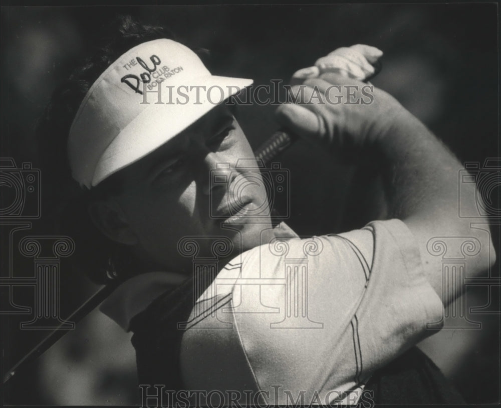 1988 Press Photo Golfer Joey Sindelar completes his swing. - mjt13592- Historic Images