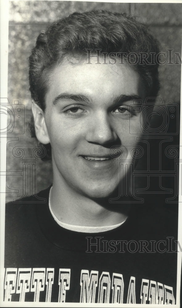 1990 Press Photo Bill Hjorth Kettle Moraine High School Basketball Forward. - Historic Images