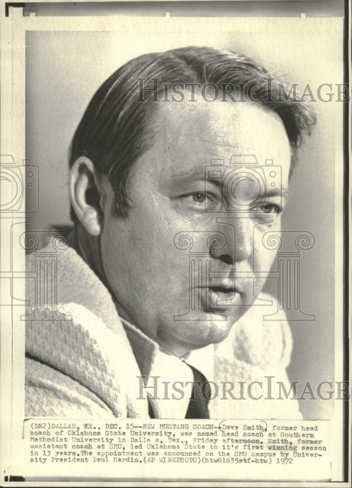 1972 Press Photo Coach Dave Smith Southern Methodist University-Dallas, Texas.- Historic Images