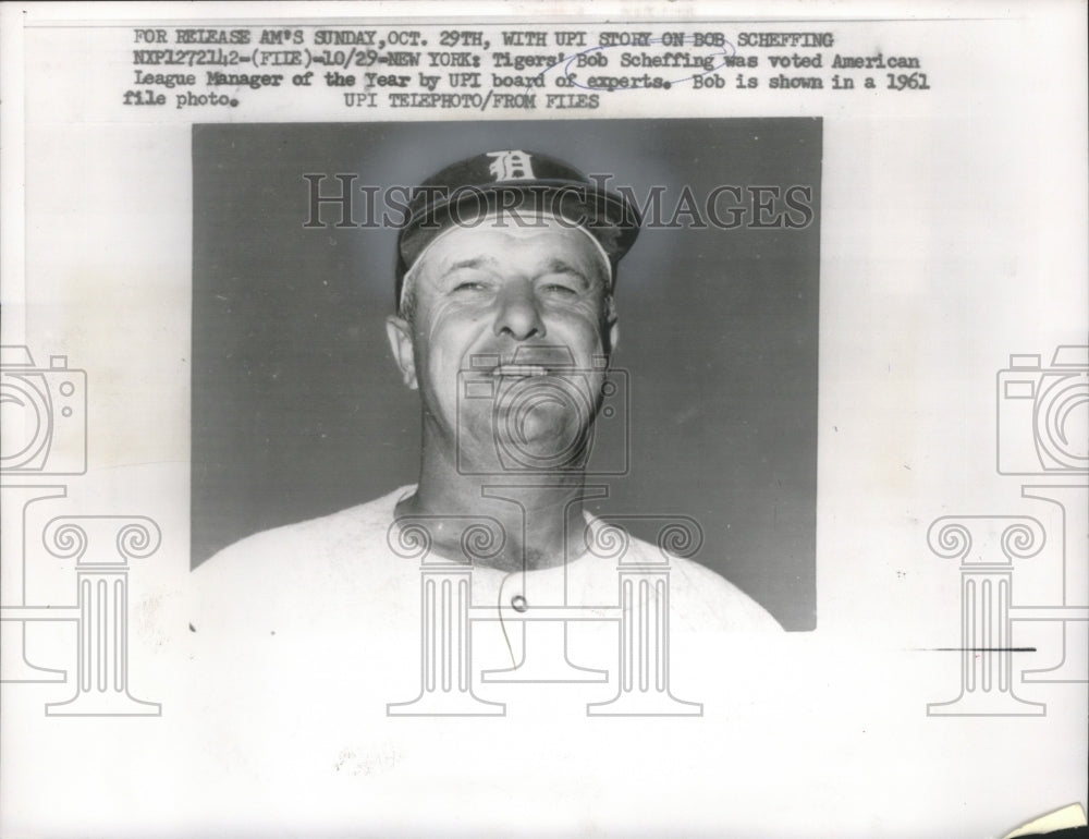 1961 Press Photo American League Baseball Manager of the Year Bob Scheffing - Historic Images