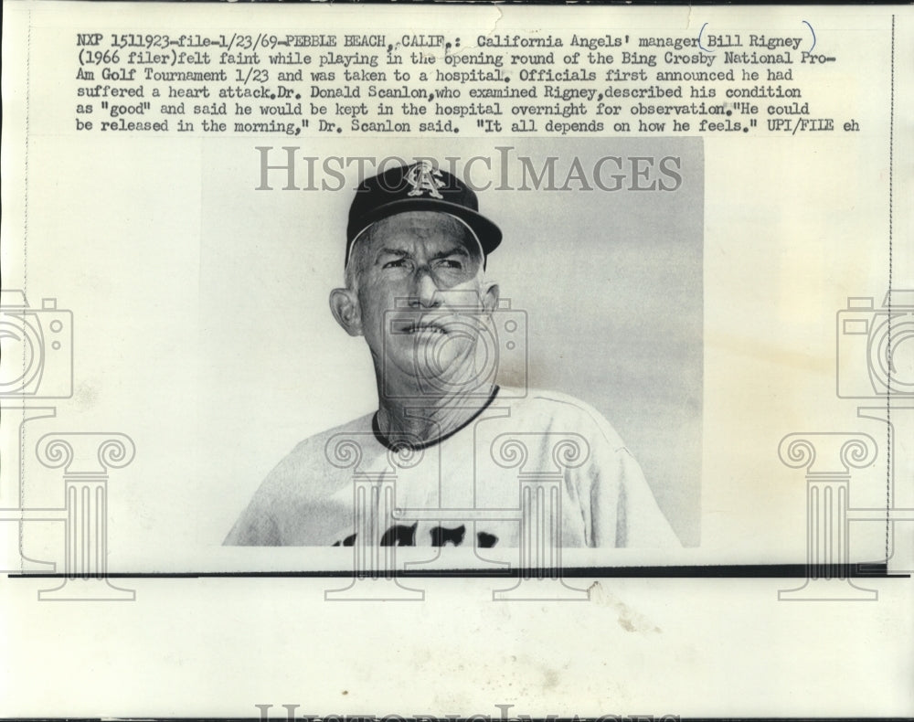 1969 Press Photo California Angels Manager Bill Rigney - mjt14583- Historic Images