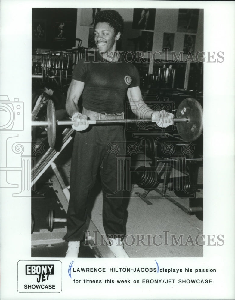1986 Press Photo Lawrence Hilton-Jacobs displays fitness on Ebony/Jet Showcase. - Historic Images