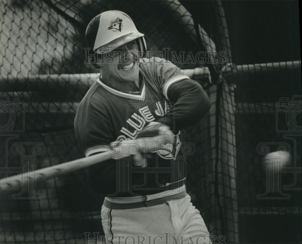 1985 Press Photo Toronto Blue Jay&#39;s Baseball Player Augie Schmidt Takes A Swing - Historic Images