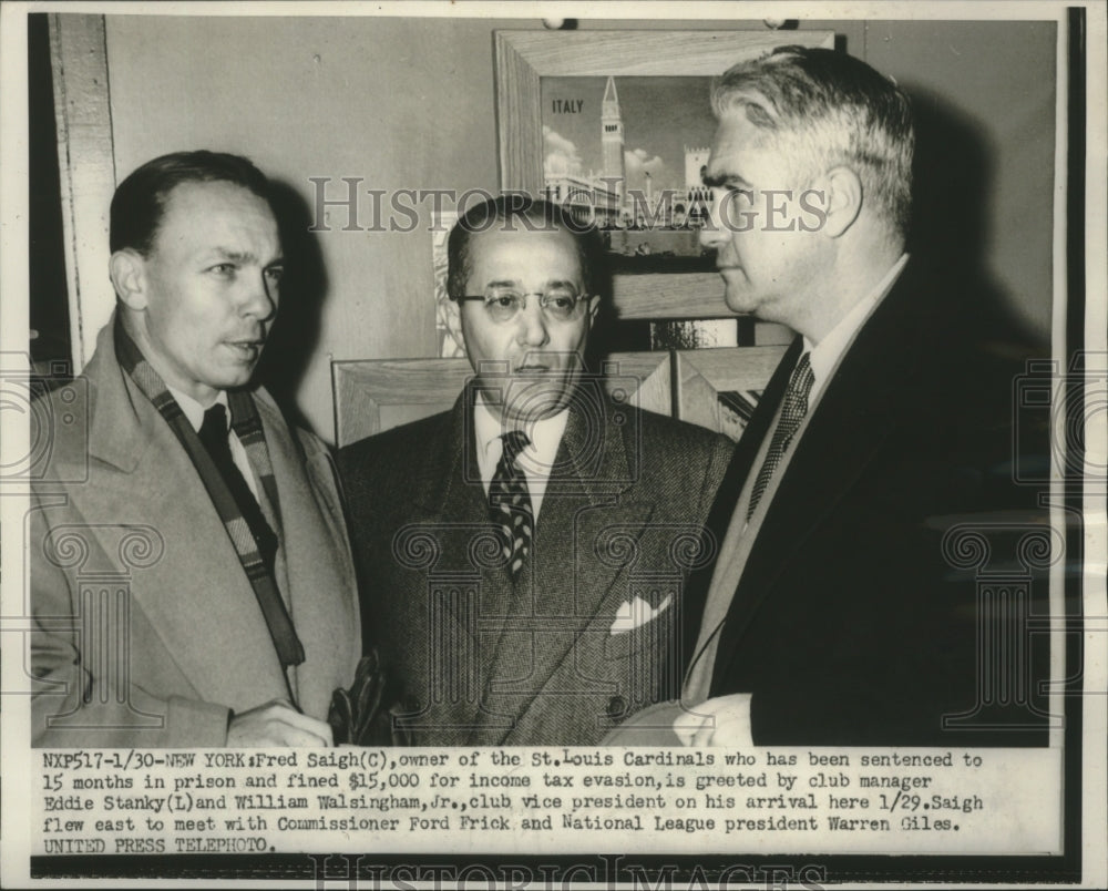 1953 Cardinals baseball owner Fred Saigh with the clubs&#39; executives - Historic Images