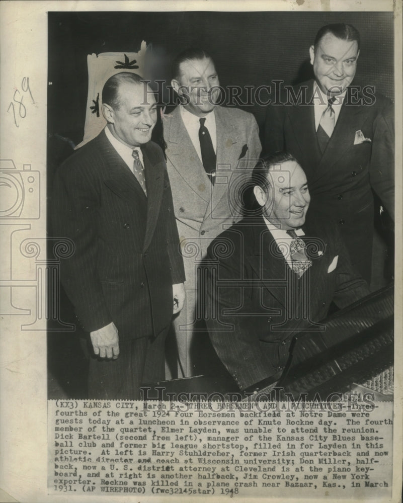 1948 Press Photo Harry Stuhldreher with fellow baseball figures in Kansas - Historic Images