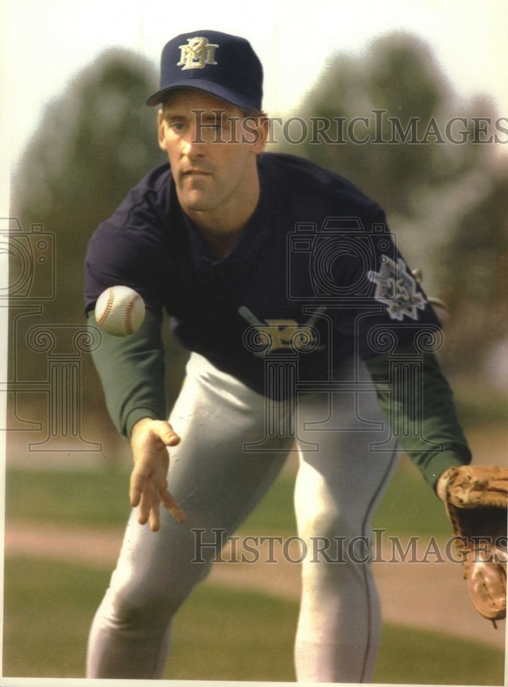 1994 Milwaukee Brewer's Utility Player B.J. Surf Fields the Ball - Historic Images