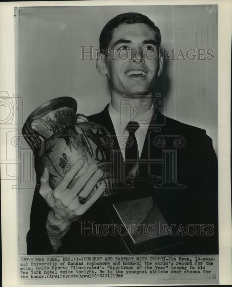 1966 Press Photo Jim Ryun,19, youngest Sports Illustrated Sportsman of the Year - Historic Images