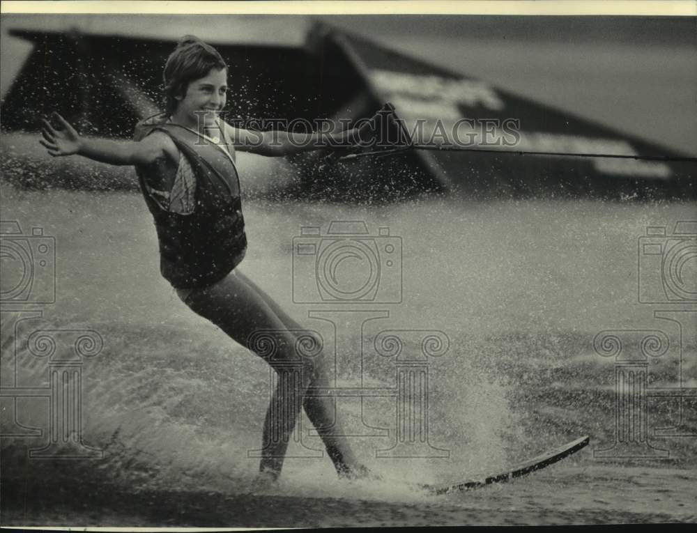 1983 Water Bugs Ski Club Julie Brown Performs at Little Muskego Lake - Historic Images