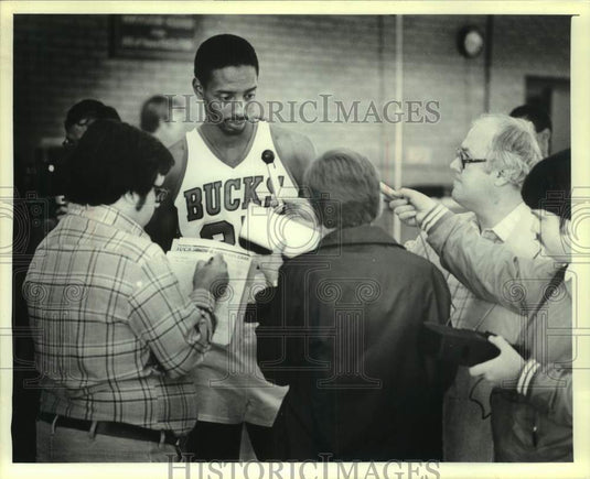 1980 Bucks Mickey Johnson discussed his reputation with reporters - Historic Images