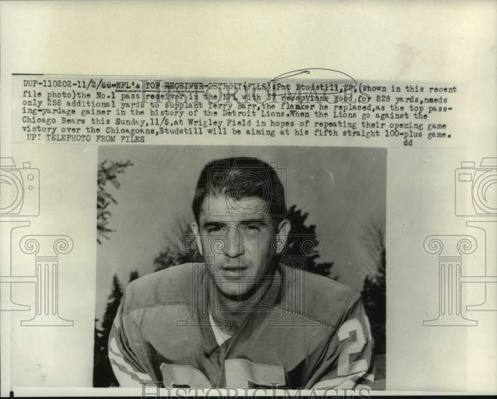 1966 NFL Pass Receiver Pat Studstill, Detroit - Historic Images