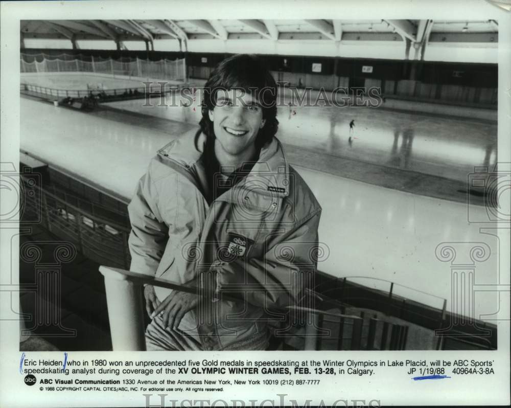 1988 Speed skater Eric Heiden will be analyst for ABC at Olympics - Historic Images