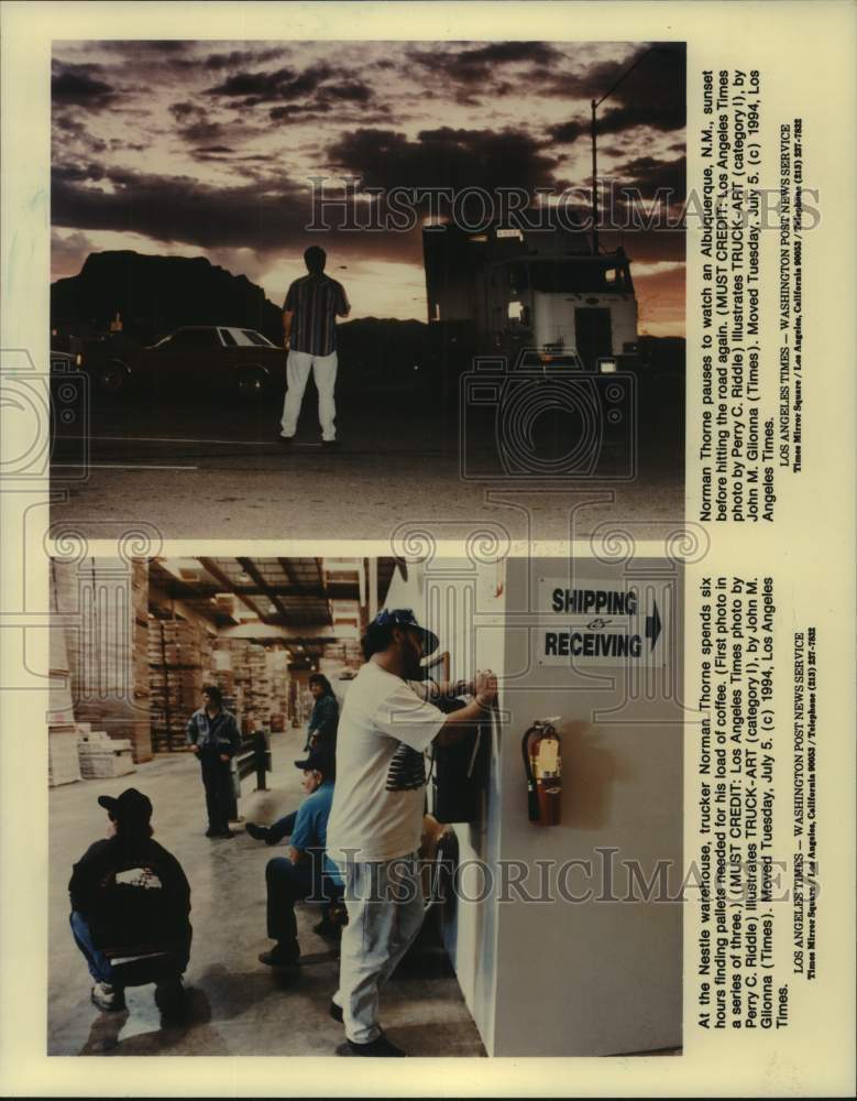 1994 Press Photo Trucker Norman Thorne in various places - mjt18957- Historic Images