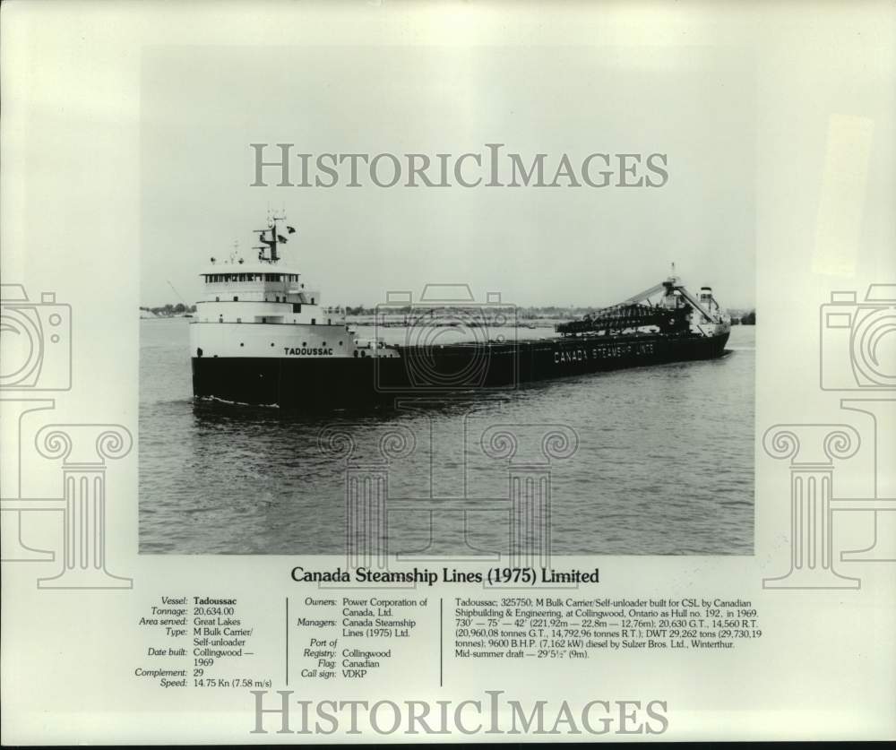 1975 Press Photo The ship Tadoussac of Canada Steamship Limes Limited- Historic Images