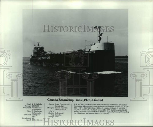 1975 Press Photo Canada Steamship lines vessel the J. W. McGiffin - mjt19248 - Historic Images