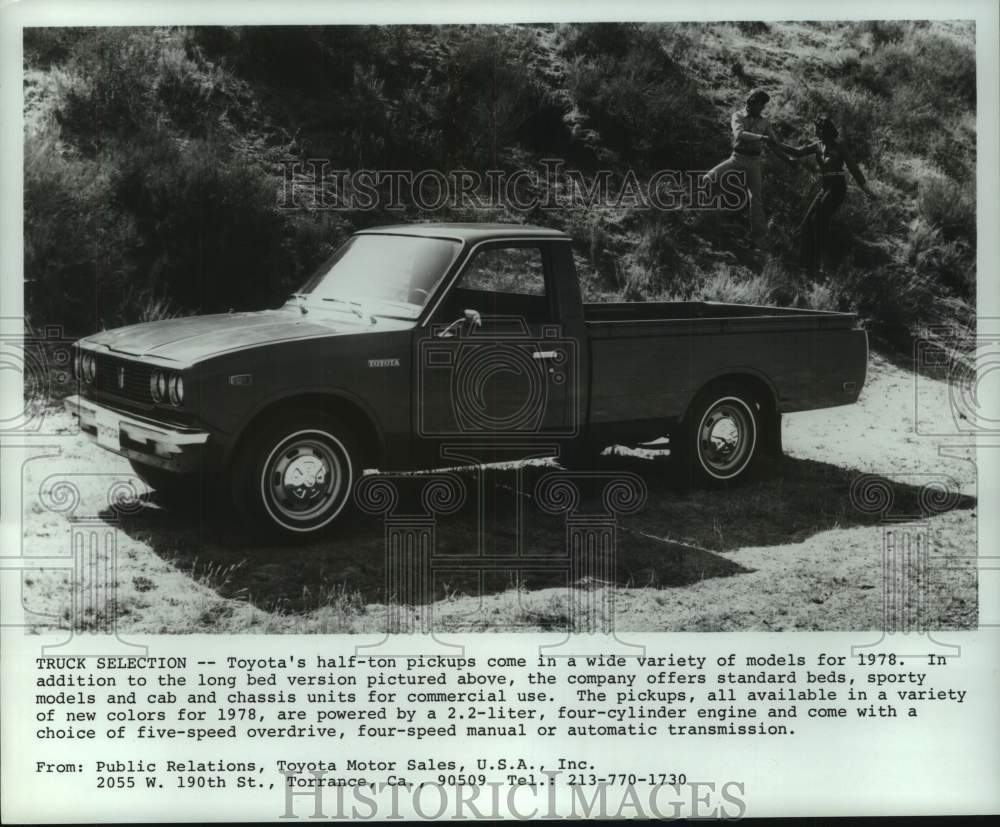 1978 Press Photo Toyota&#39;s half ton pickups come in wide variety of models. - Historic Images