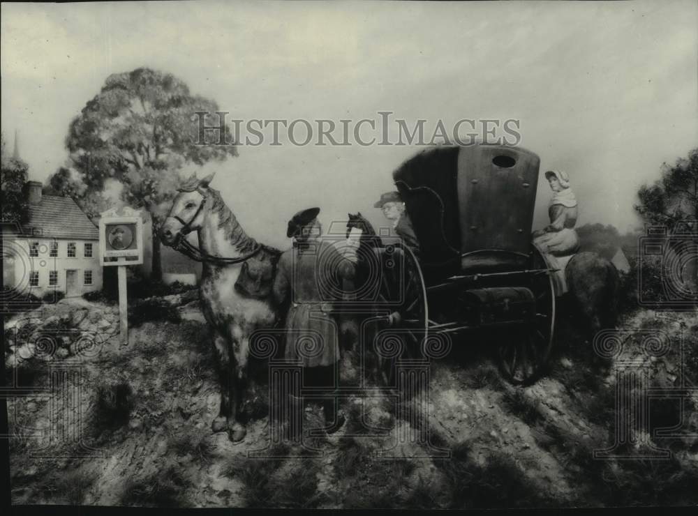 1975 Press Photo 1763 Travel Scene Shows Horse &amp; Buggy on the Boston Post Road - Historic Images