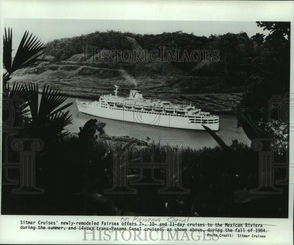 1986 Press Photo luxury liner Fairsea of Sitmar cruise line in Panama Canal - Historic Images