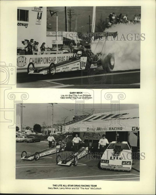 1983 Press Photo Lite All-Star Racing Team With Their Cars - mjt20764- Historic Images