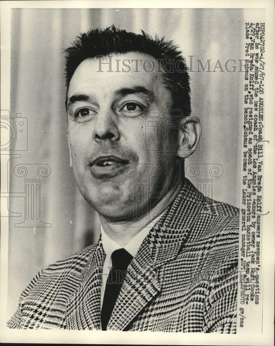 1967 Press Photo Bill Van Breda Kolff named coach of the Los Angeles Lakers.- Historic Images