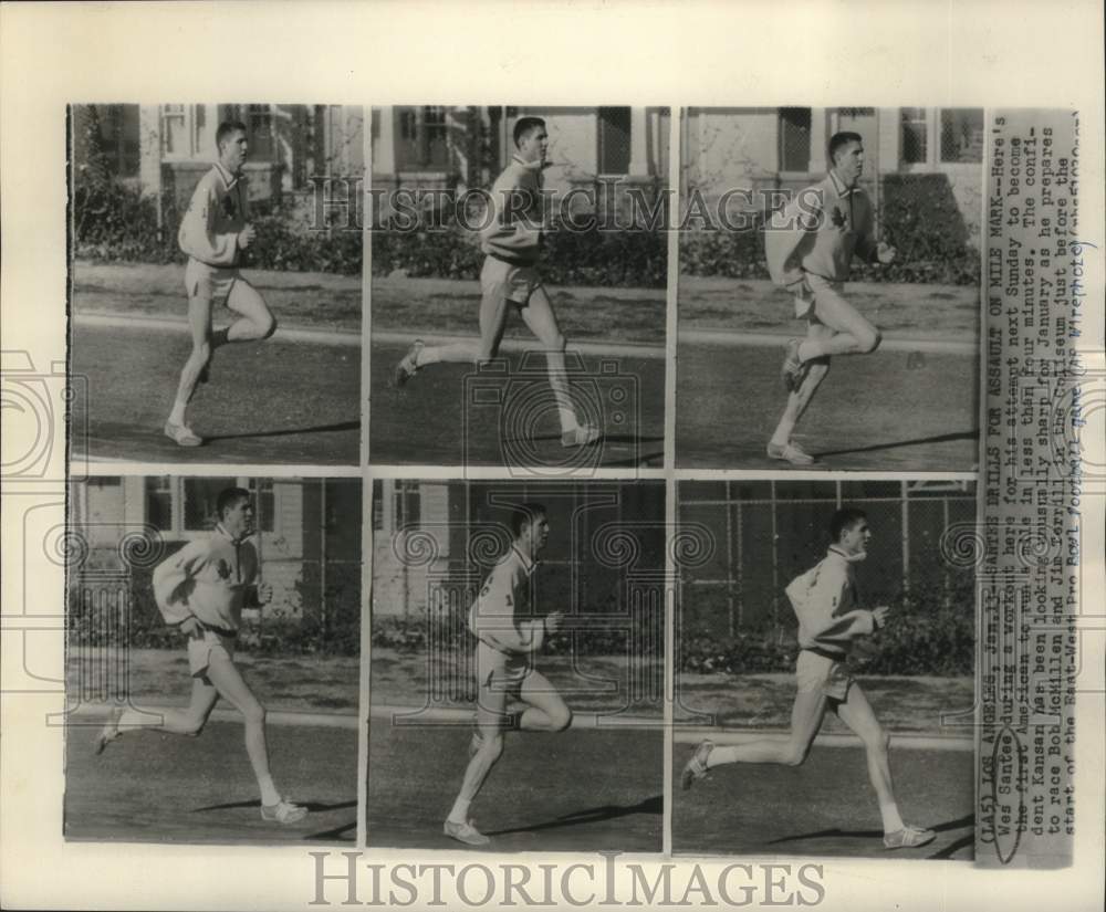 1955 Wes Santee training in Los Angeles to run sub four minute mile - Historic Images