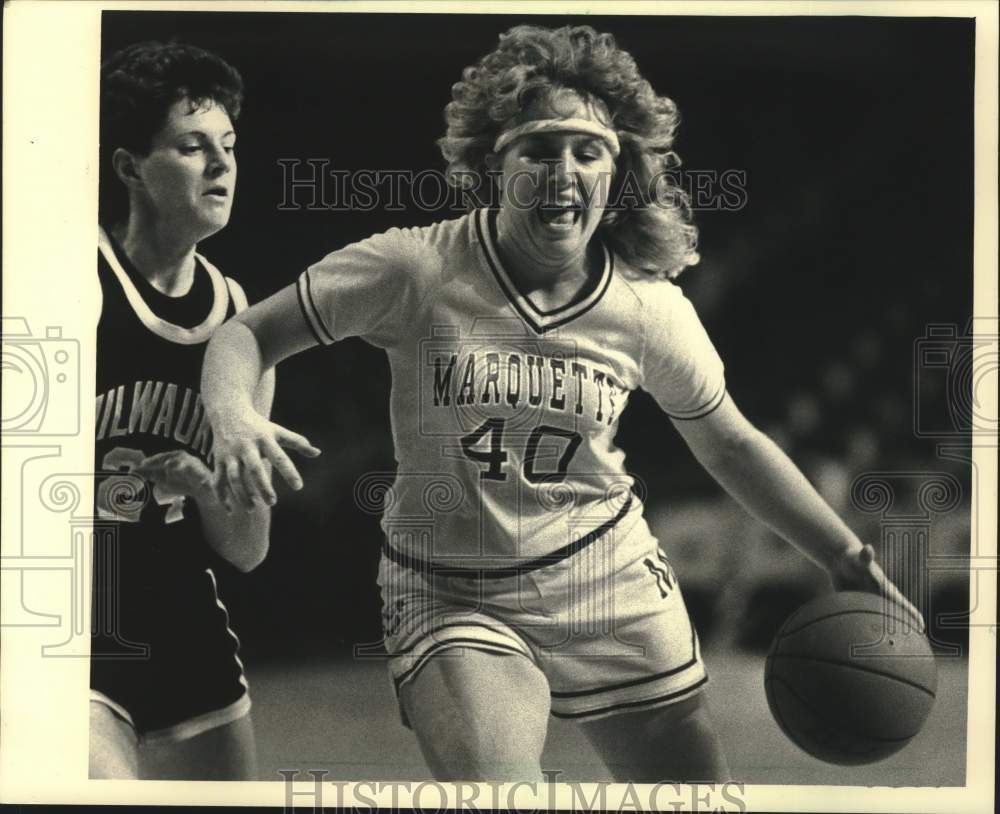 1988 Press Photo Milwaukee&#39;s Look And Marquette&#39;s Pitroff in College Basketball - Historic Images