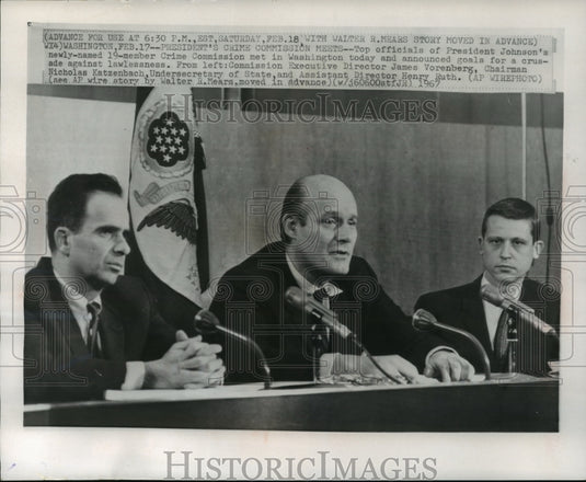 1967 Press Photo President Johnson's Newly Named Crime Commission Washington DC - Historic Images