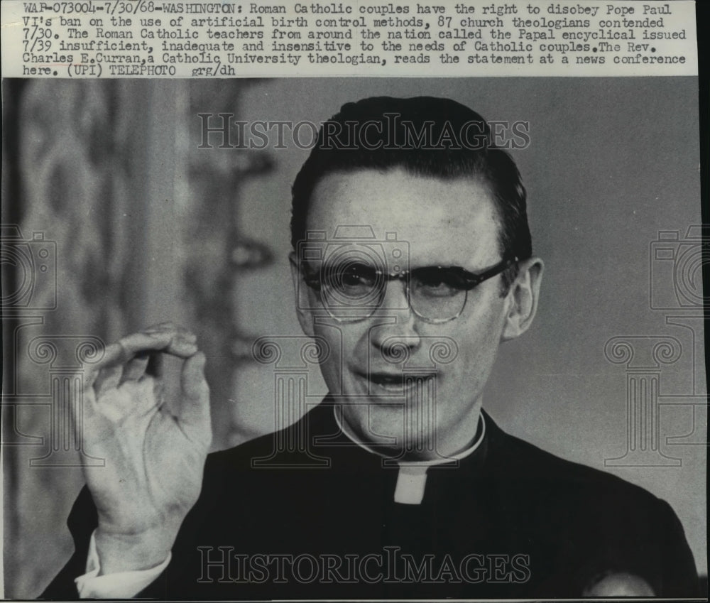 1968 Press Photo Reverend Charles Curran, Catholic University Theologian - Historic Images