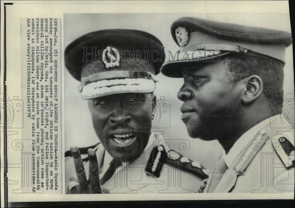 1970 Press Photo Uganda takeover led by Brig. Gen. Idi Amin and William Oryema - Historic Images