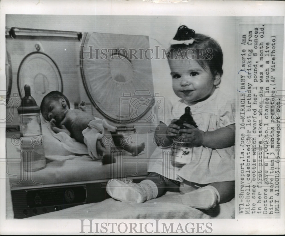 1965 Press Photo Laurie Ann Mitchell on her 1st birthday in Shreveport - Historic Images