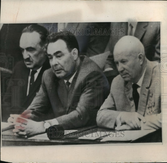 1964 Press Photo Leonid I. Brezhnev and others, Soviet Parliament, Soviet Union - Historic Images
