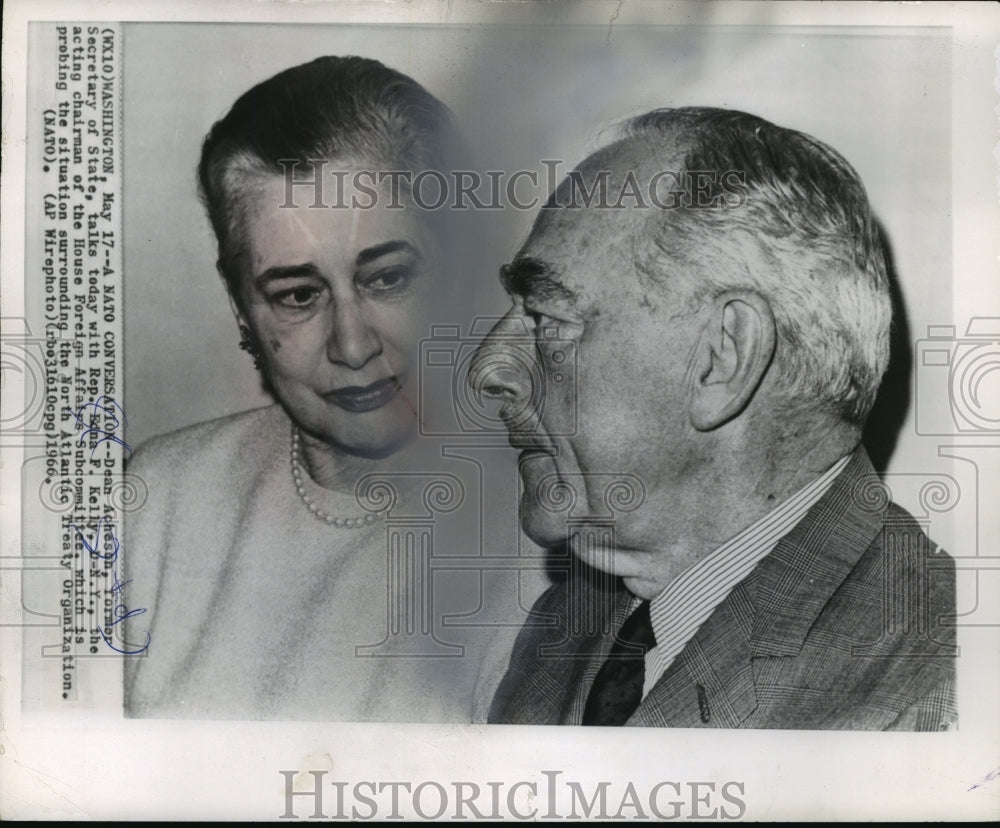 1966 Press Photo Rep. Edna F. Kelly and former Secretary of State Dean Acheson - Historic Images