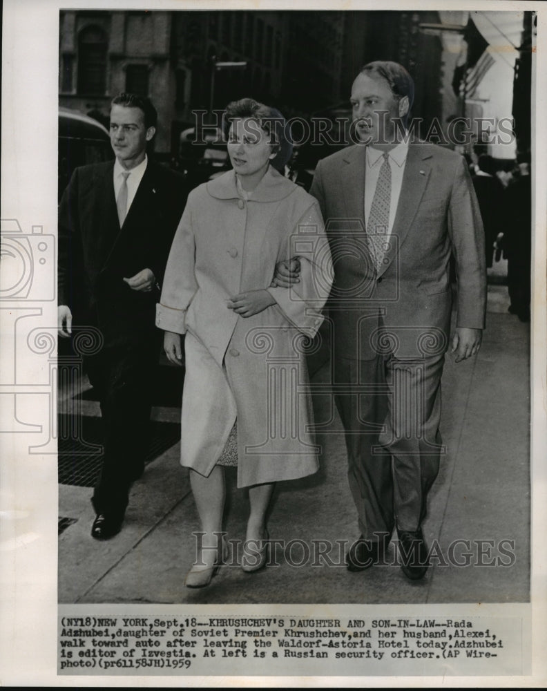 1959 Press Photo Rada Adzhubei and husband, Alexei, in New York City - mjw00652 - Historic Images