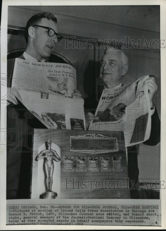 1968 Press Photo Howard R. Fibich and Donald Abert of Milwaukee Journal-Sentinel - Historic Images