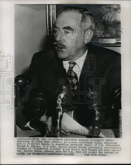 1952 Press Photo Secretary of State Dean Acheson News Conference, Washington, DC - Historic Images