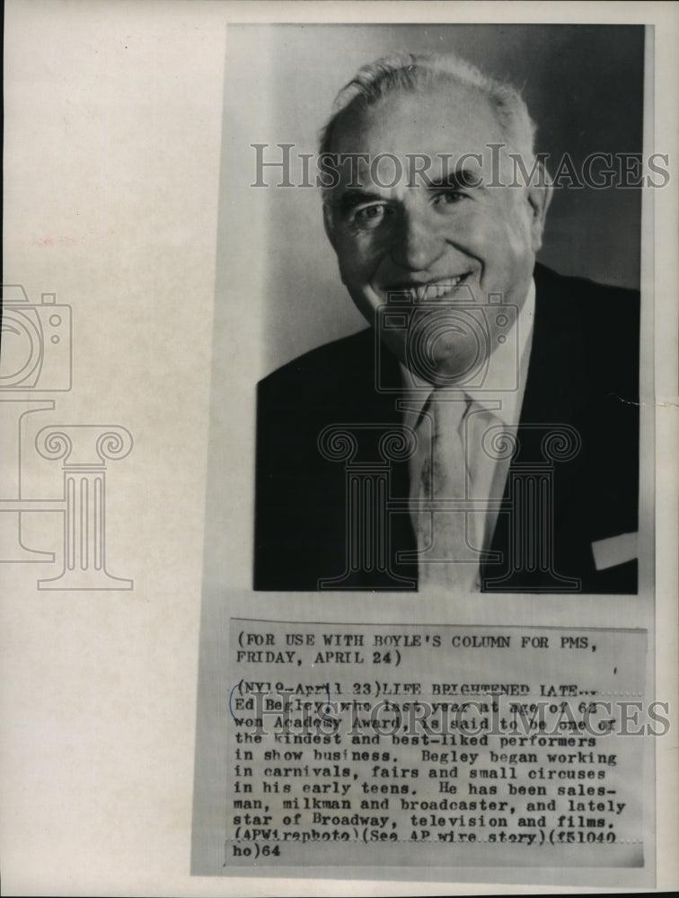 1964 Press Photo Actor Ed Begley finds success late in life. - mjw00710 - Historic Images