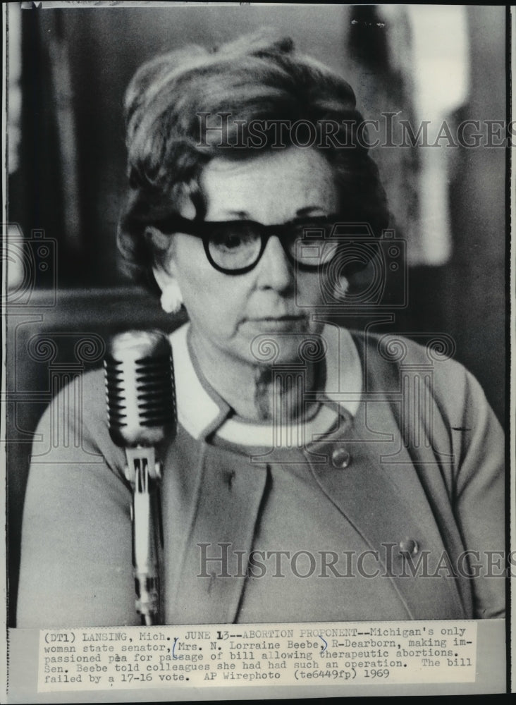 1969 Senator Mrs. N. Lorraine Beebe Pleads Passage of Abortion Bill - Historic Images