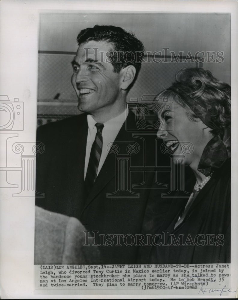 1962 Press Photo Actress Janet Leigh plans to Marry Bob Brandt, Los Angeles, Ca - Historic Images