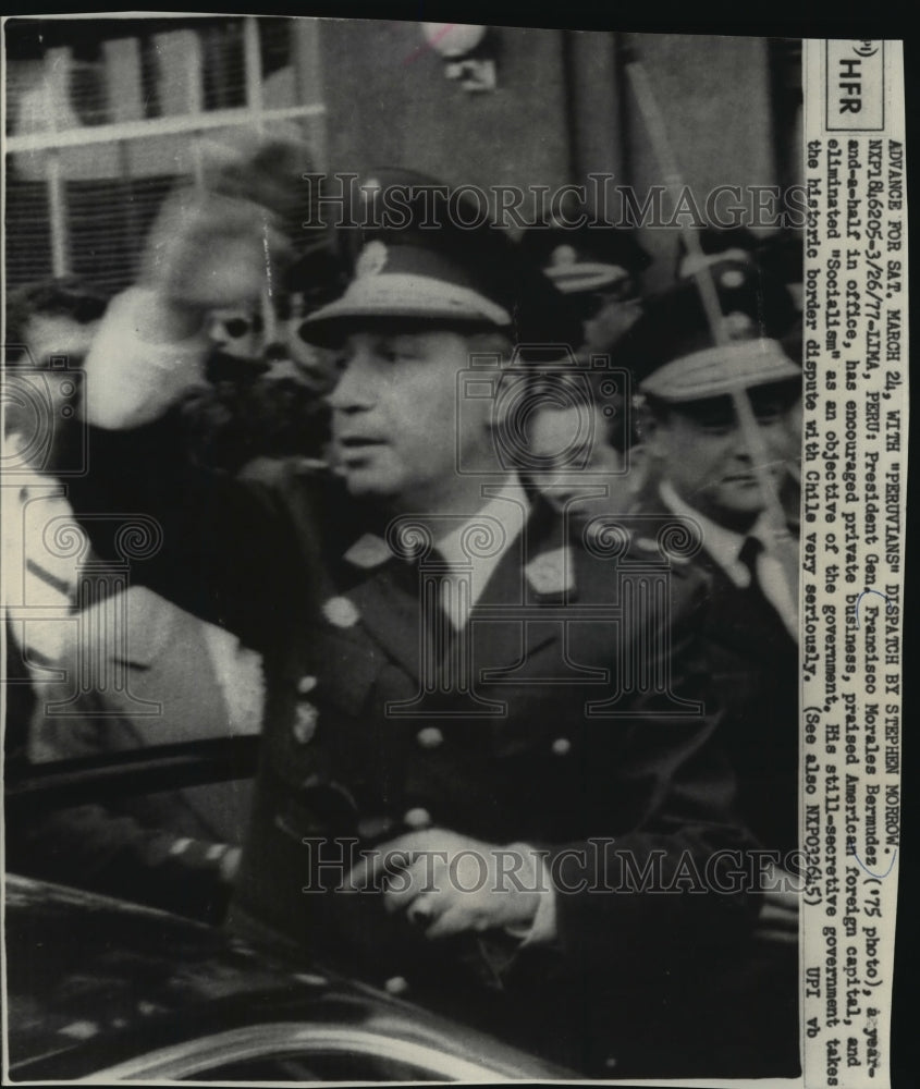 1975 President: General Francisco Morales Bermudez of Peru - Historic Images